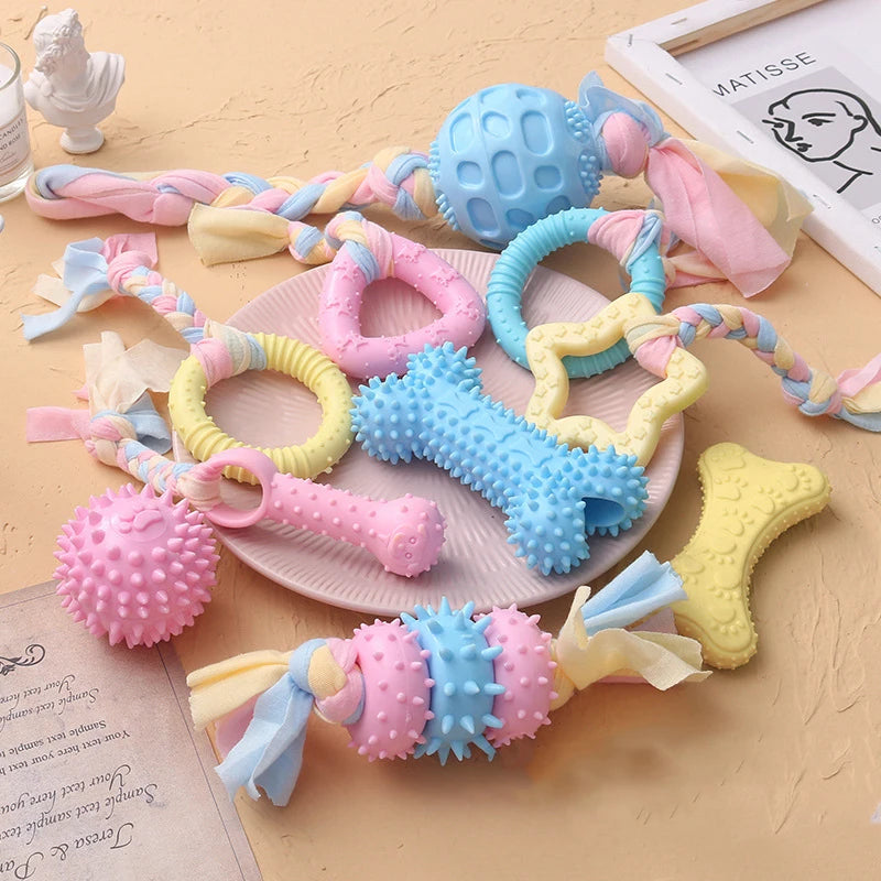 Jouets à mâcher en TPR pour petits chiens (nœuds) – Résistants aux morsures, pour le nettoyage des dents et le dressage – Accessoires interactifs
