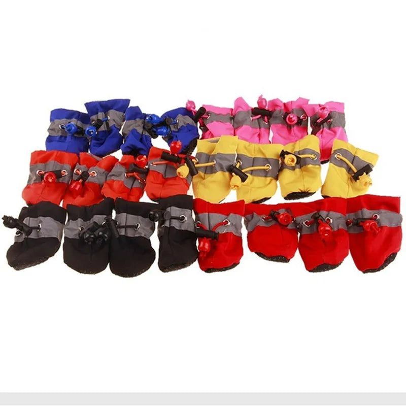 Lot de 4 chaussures imperméables et antidérapantes pour animaux de compagnie (chiens et chats) – Bottines de pluie pour petits chiens, chiots et chats – Accessoires de protection des pattes