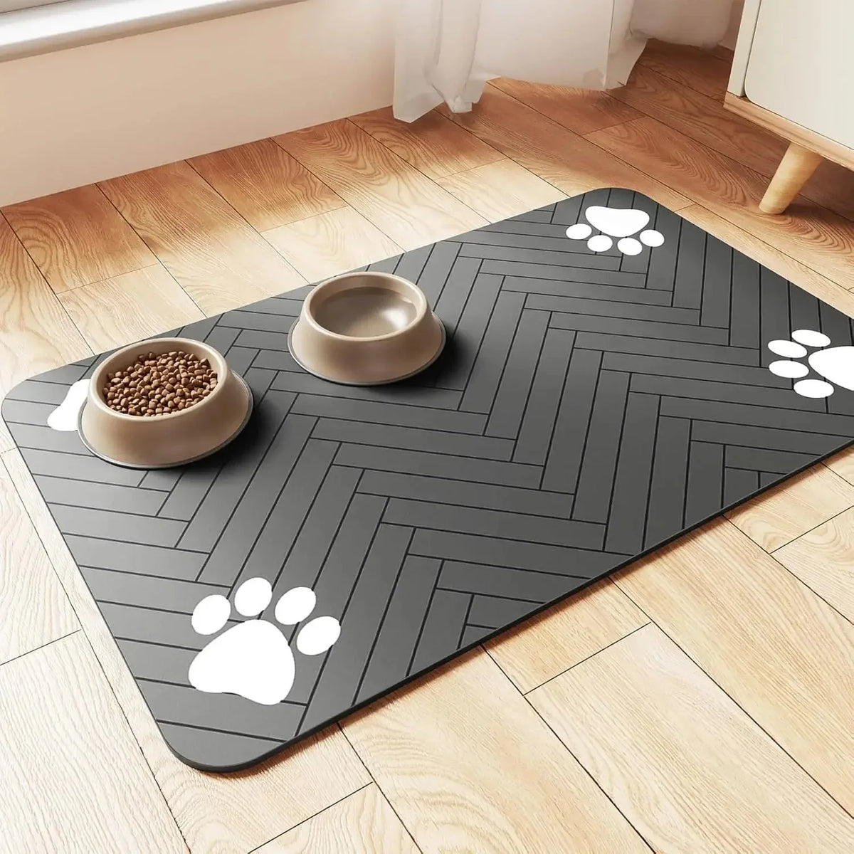 Tapis d'alimentation pour animaux – Set de table absorbant avec dos en caoutchouc, séchage rapide, imperméable, pour gamelles d'eau et de nourriture (chiens et chats)
