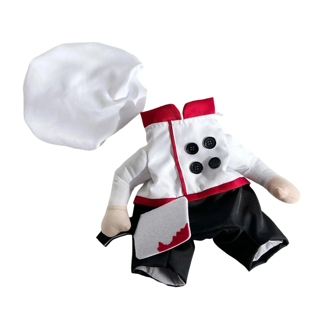 Costume de chef pour chien – Tenue de cosplay amusante avec toque – Déguisement mignon pour chiot, fête, vacances ou festival – Accessoire photo