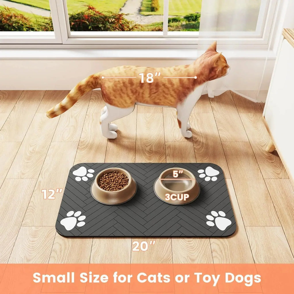 Tapis d'alimentation pour animaux – Set de table absorbant avec dos en caoutchouc, séchage rapide, imperméable, pour gamelles d'eau et de nourriture (chiens et chats)