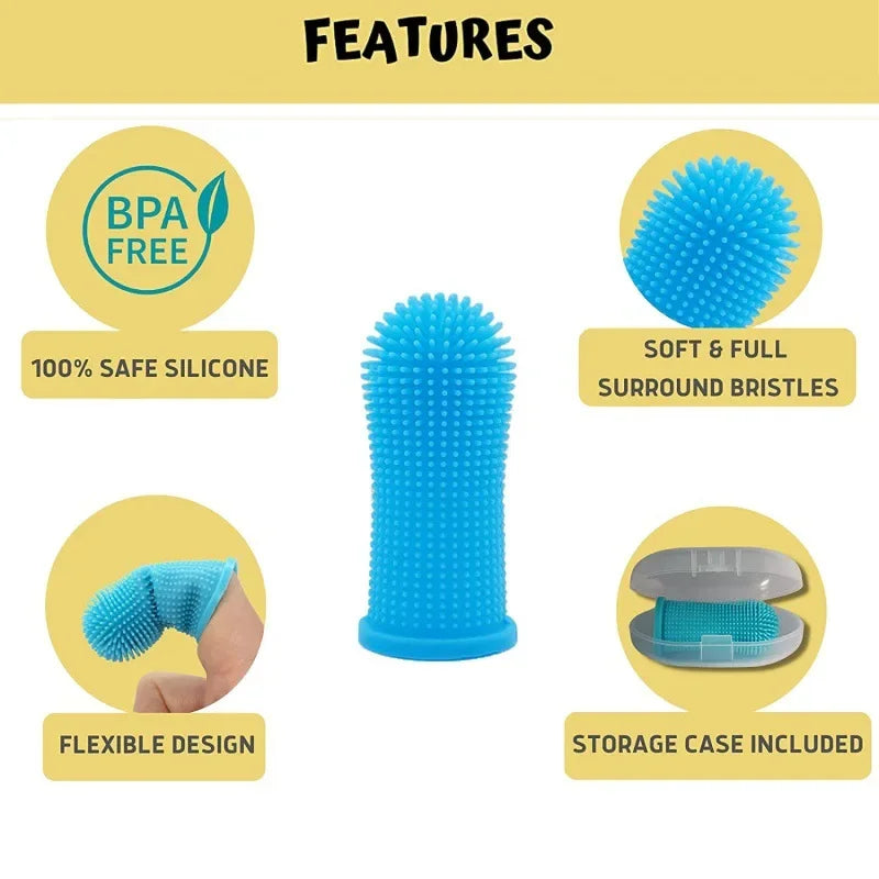 Brosse à dents pour animaux en silicone ultra-doux (format doigt) – Nettoyage des dents et soin de l'haleine – Non toxique – Pour chiens et chats
