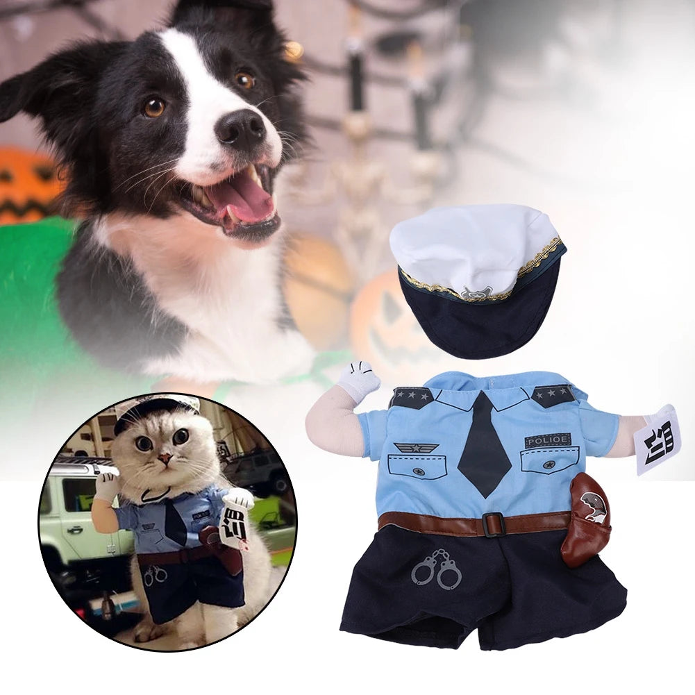 Costume d'Halloween mignon pour animaux : tenue de policier (modèle debout) – Accessoires et déguisements pour chats et chiens