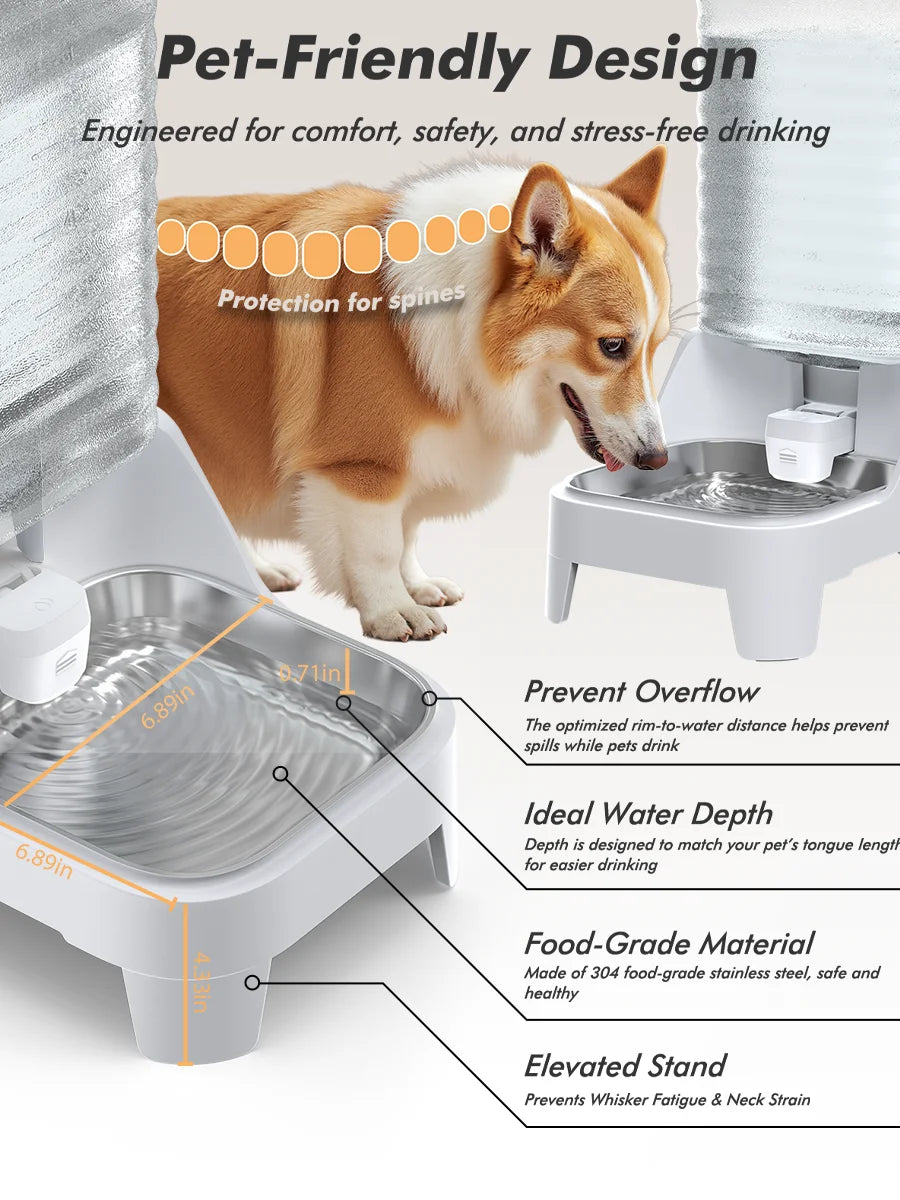 Furpipi – Station d'alimentation et d'abreuvement automatique par gravité pour animaux (capacité de 8 L) avec abreuvoir en acier inoxydable