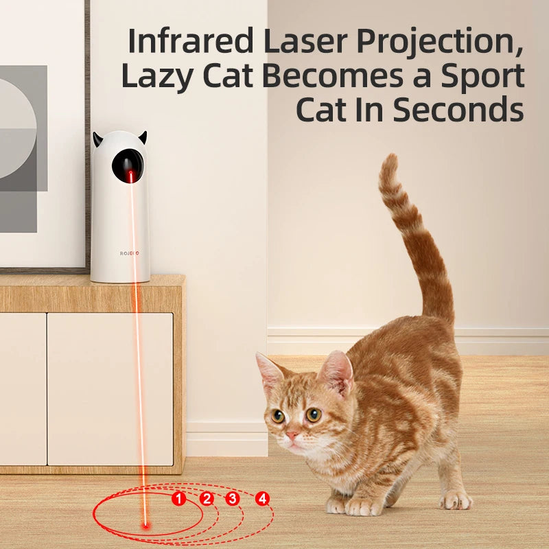 Jouet interactif et intelligent ROJECO pour chats : pointeur laser LED pour l'intérieur, jouet électronique portatif pour taquiner et divertir chats et chiens.