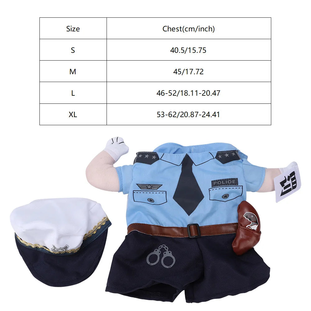 Costume d'Halloween mignon pour animaux : tenue de policier (modèle debout) – Accessoires et déguisements pour chats et chiens