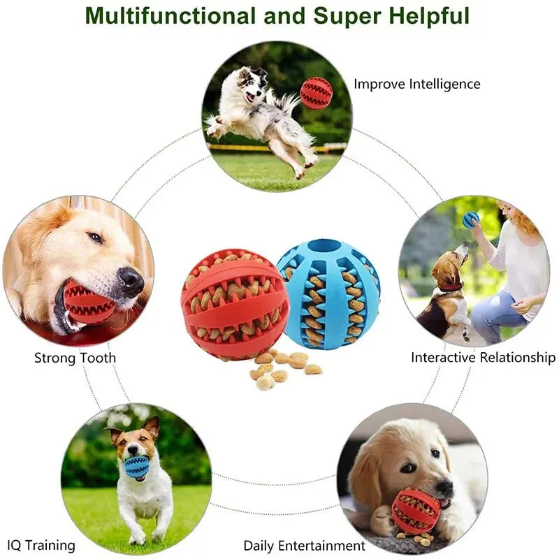 Balle-jouet pour chien, résistante aux morsures et non toxique (pour chiens, chiots et chats) ; balle distributrice de friandises et jouet à mâcher pour le nettoyage des dents .