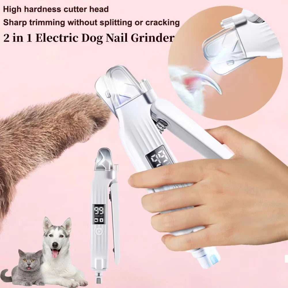 Lime et coupe-griffes électrique 2 en 1 pour animaux avec éclairage LED – Pour chiens et chats de toutes tailles (petits, moyens et grands)