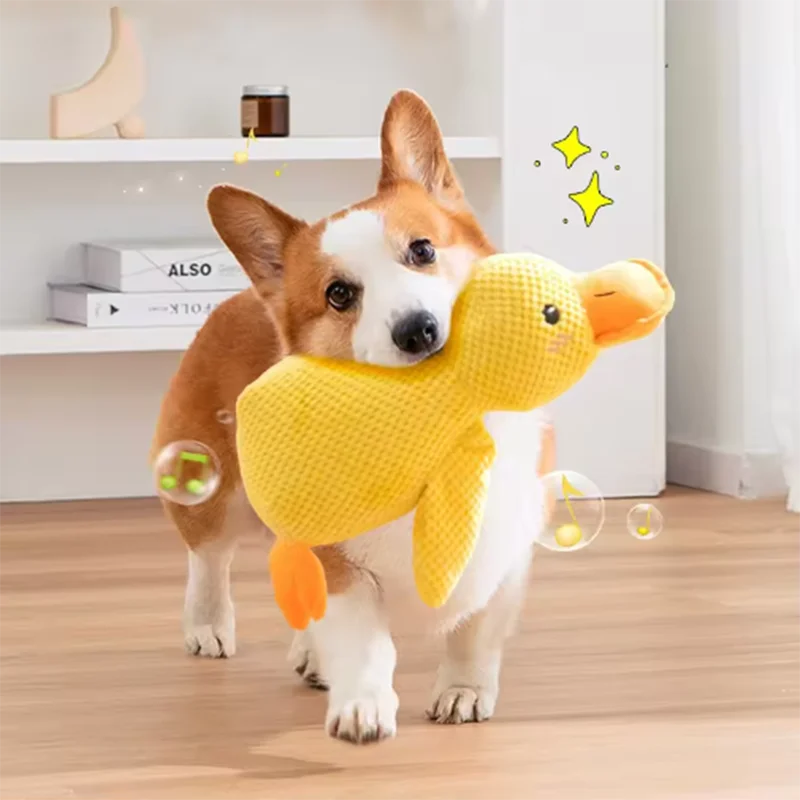 Jouet pour chien adorable en forme de canard : résistant aux morsures, idéal pour le nettoyage des dents et le jeu interactif. Parfait pour divertir les grands chiens et occuper les chiots pour éviter l'ennui.
