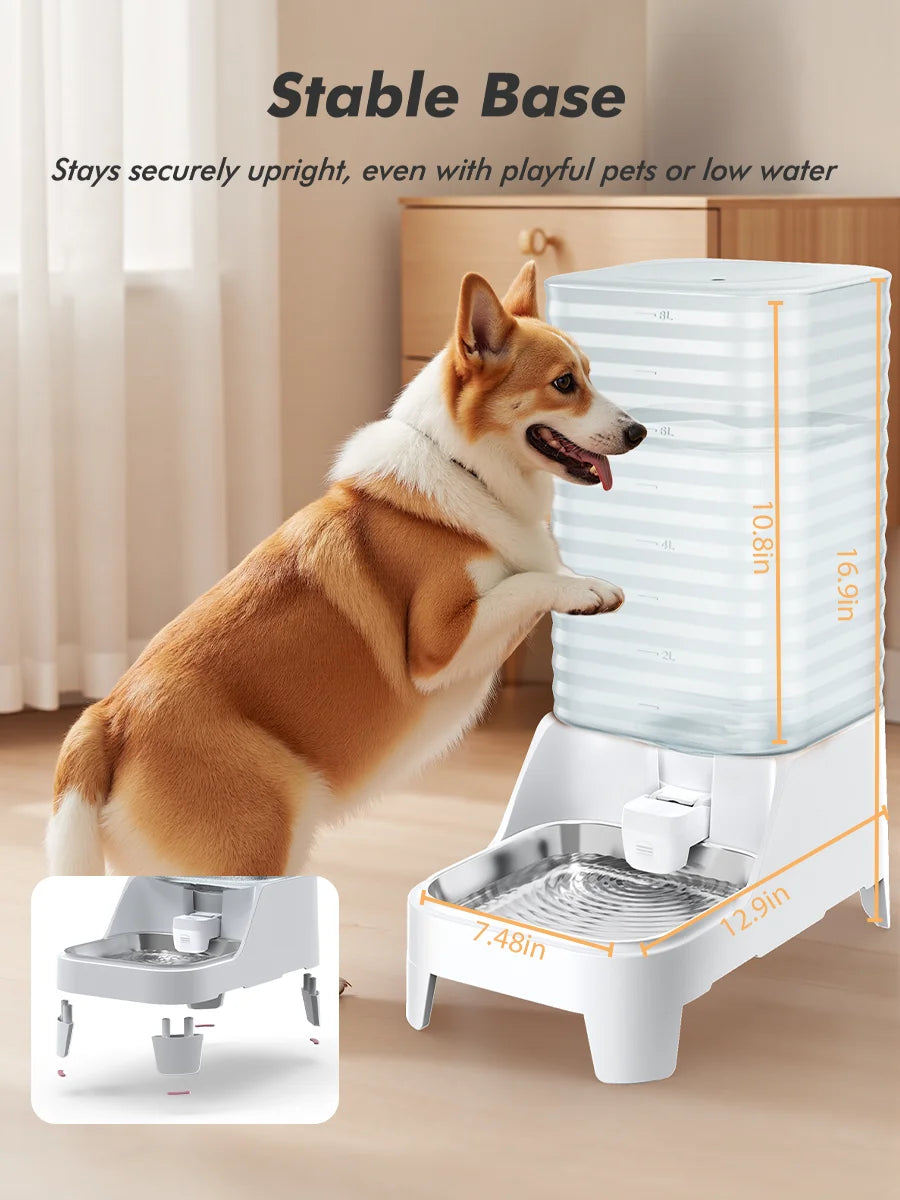 Furpipi – Station d'alimentation et d'abreuvement automatique par gravité pour animaux (capacité de 8 L) avec abreuvoir en acier inoxydable