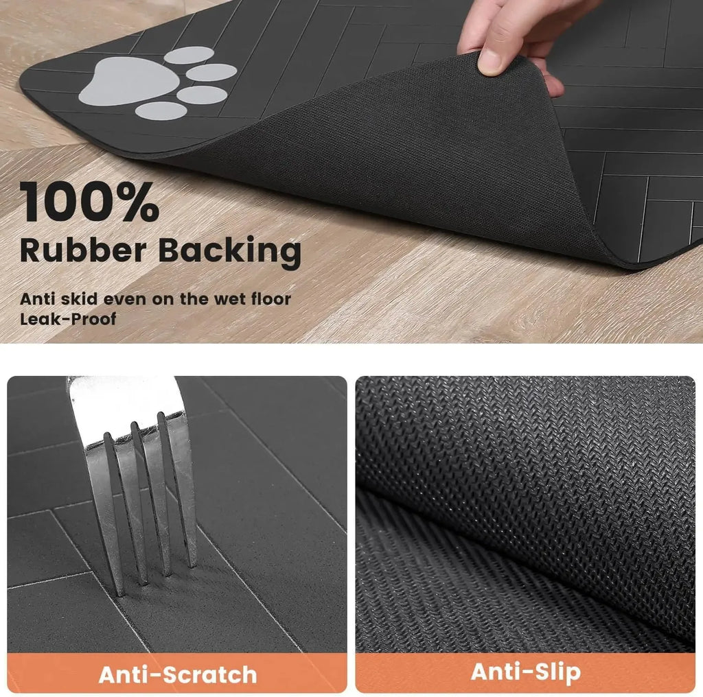 Tapis d'alimentation pour animaux – Set de table absorbant avec dos en caoutchouc, séchage rapide, imperméable, pour gamelles d'eau et de nourriture (chiens et chats)