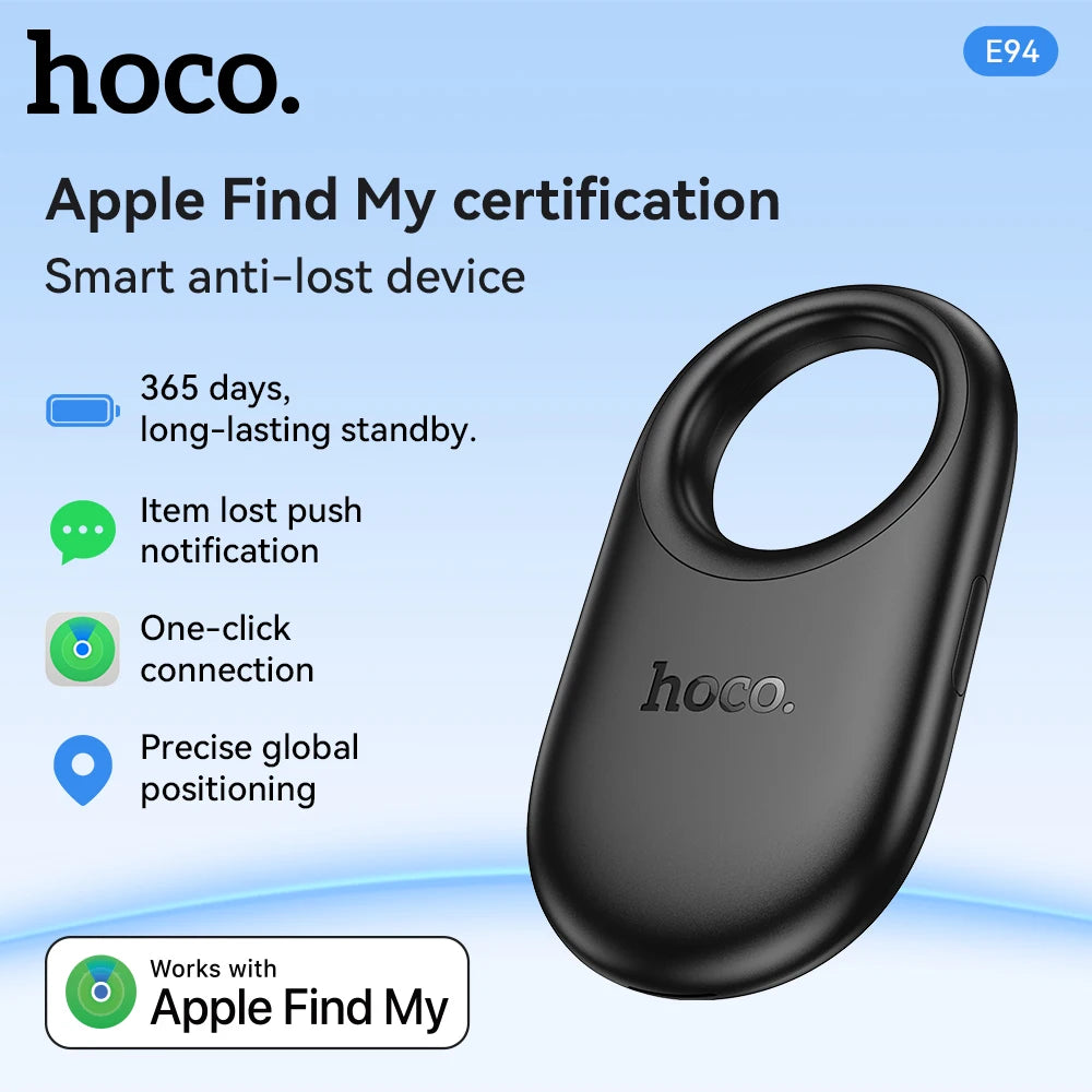 HOCO E94 – Traceur GPS intelligent compatible AirTag pour animaux, chiens et clés ; dispositif anti-perte avec étui, compatible avec le réseau « Localiser » (Find My) pour le suivi des personnes âgées et des enfants