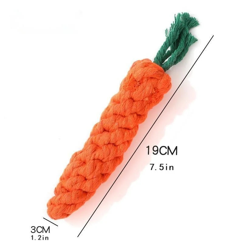 1 jouet à nœuds pour animaux (chien et chat) en forme de carotte – Jouet à mâcher en corde de coton pour chiens (usage intérieur) et chats – Accessoire pour animaux