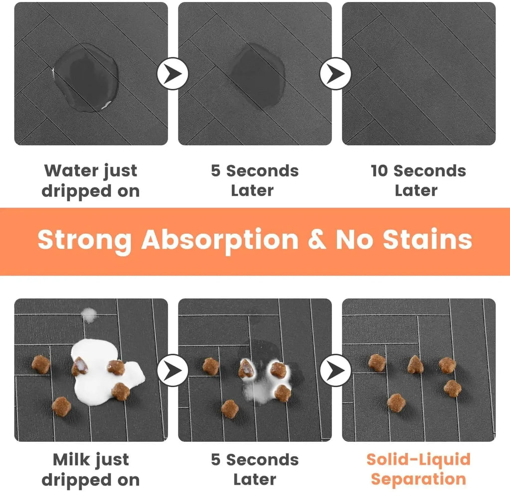 Tapis d'alimentation pour animaux – Set de table absorbant avec dos en caoutchouc, séchage rapide, imperméable, pour gamelles d'eau et de nourriture (chiens et chats)