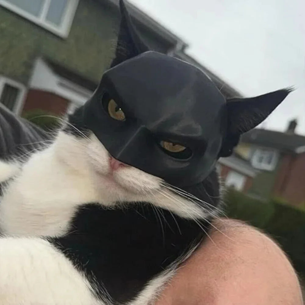 Masque de chat « Avenger » (style chauve-souris) pour Halloween – Accessoire de cosplay imprimé en 3D, jouet amusant, accessoire photo pour animaux