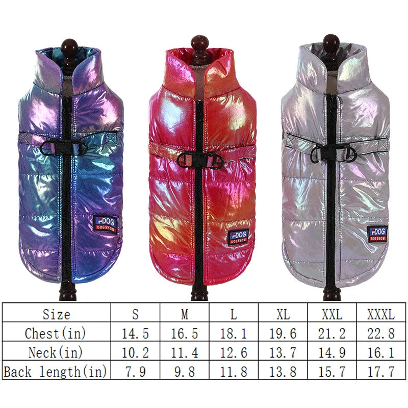 Gilet pour animal de compagnie à dégradé arc-en-ciel (automne-hiver) – Manteau d'hiver universel pour chiens de petite et moyenne taille