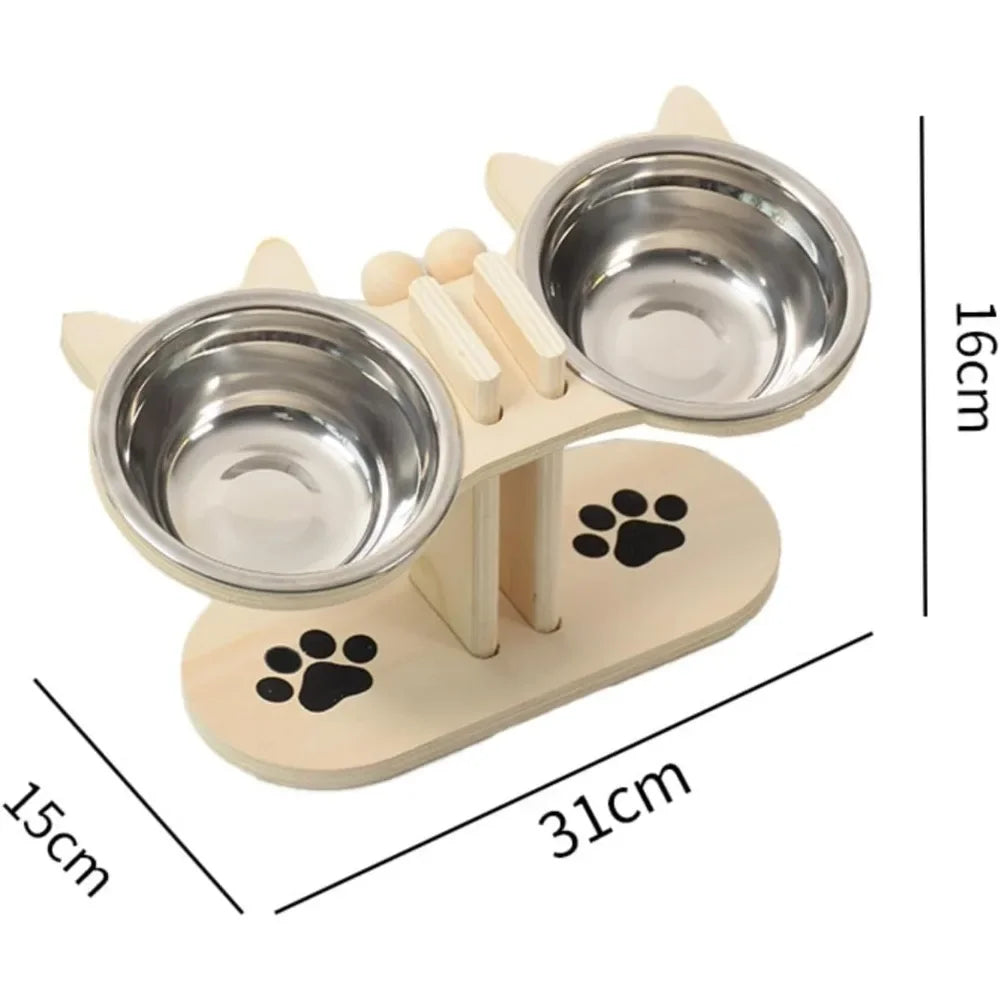 Station de repas surélevée pour animaux, avec 2 gamelles en acier inoxydable, réglable en hauteur, pour la nourriture et l'eau, adaptée aux petits chats et aux chiots