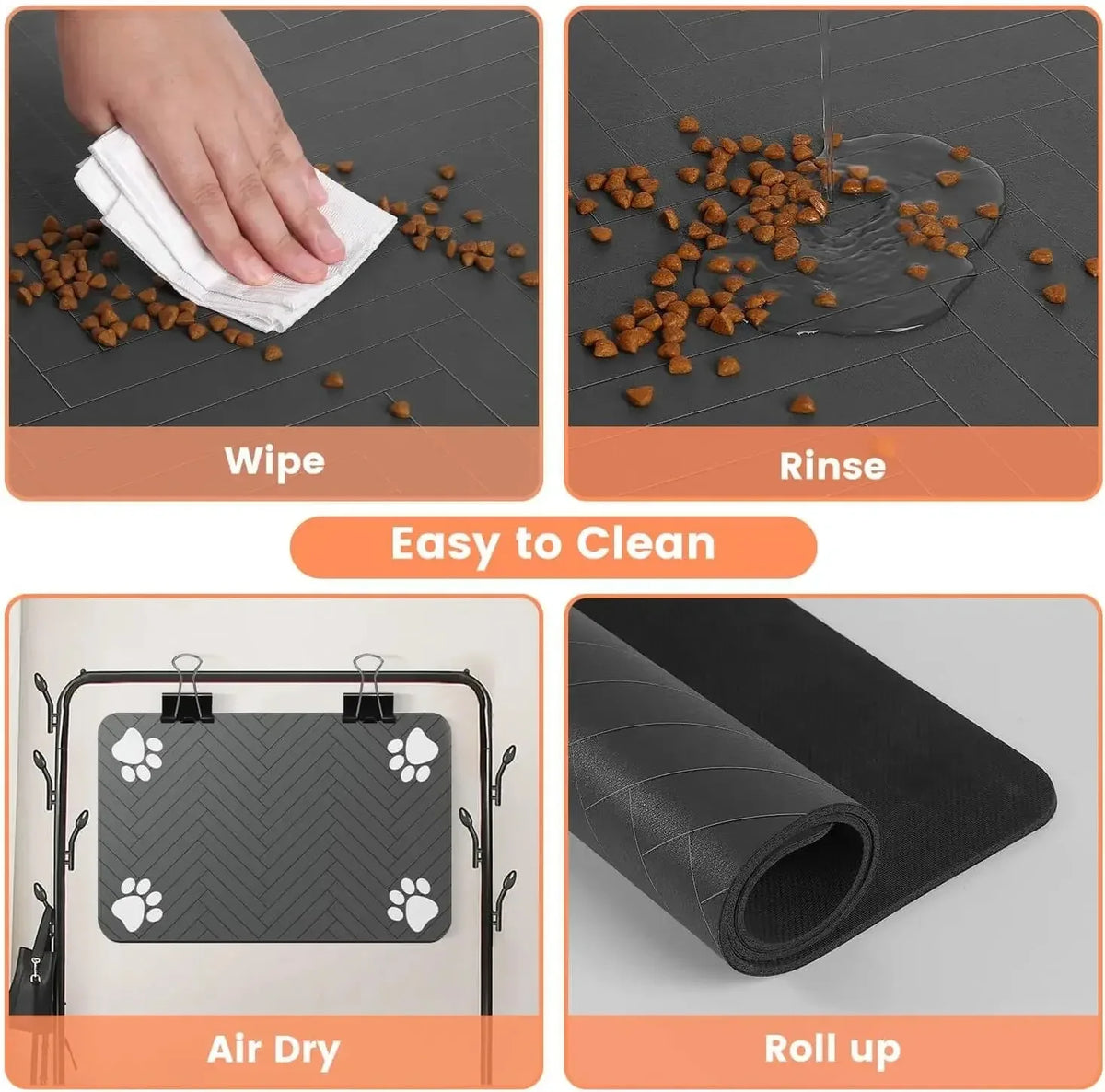 Tapis d'alimentation pour animaux – Set de table absorbant avec dos en caoutchouc, séchage rapide, imperméable, pour gamelles d'eau et de nourriture (chiens et chats)