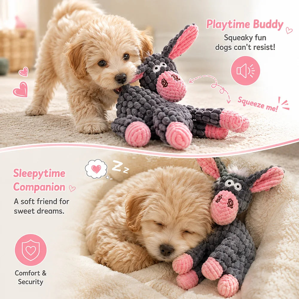Jouet en peluche pour animaux avec pouic-pouic – Jouet interactif et ludique pour chiens et chats – Compagnon doux et résistant – Jouet à mâcher favorisant le nettoyage des dents – Conception robuste – Accessoire