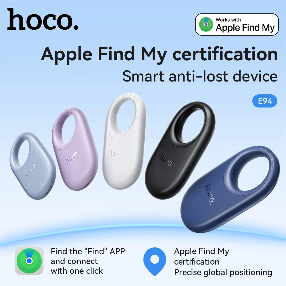 HOCO E94 – Traceur GPS intelligent compatible AirTag pour animaux, chiens et clés ; dispositif anti-perte avec étui, compatible avec le réseau « Localiser » (Find My) pour le suivi des personnes âgées et des enfants