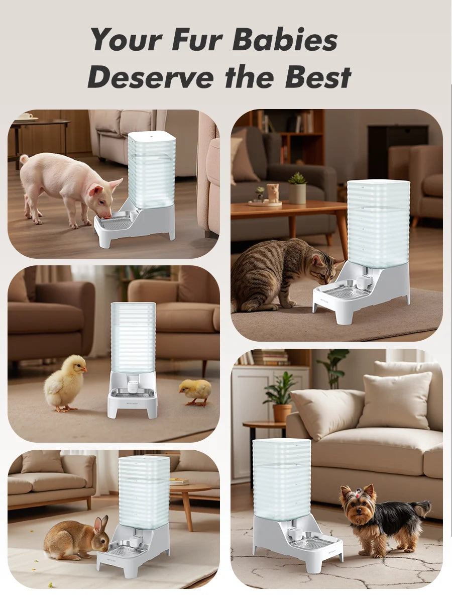 Furpipi – Station d'alimentation et d'abreuvement automatique par gravité pour animaux (capacité de 8 L) avec abreuvoir en acier inoxydable