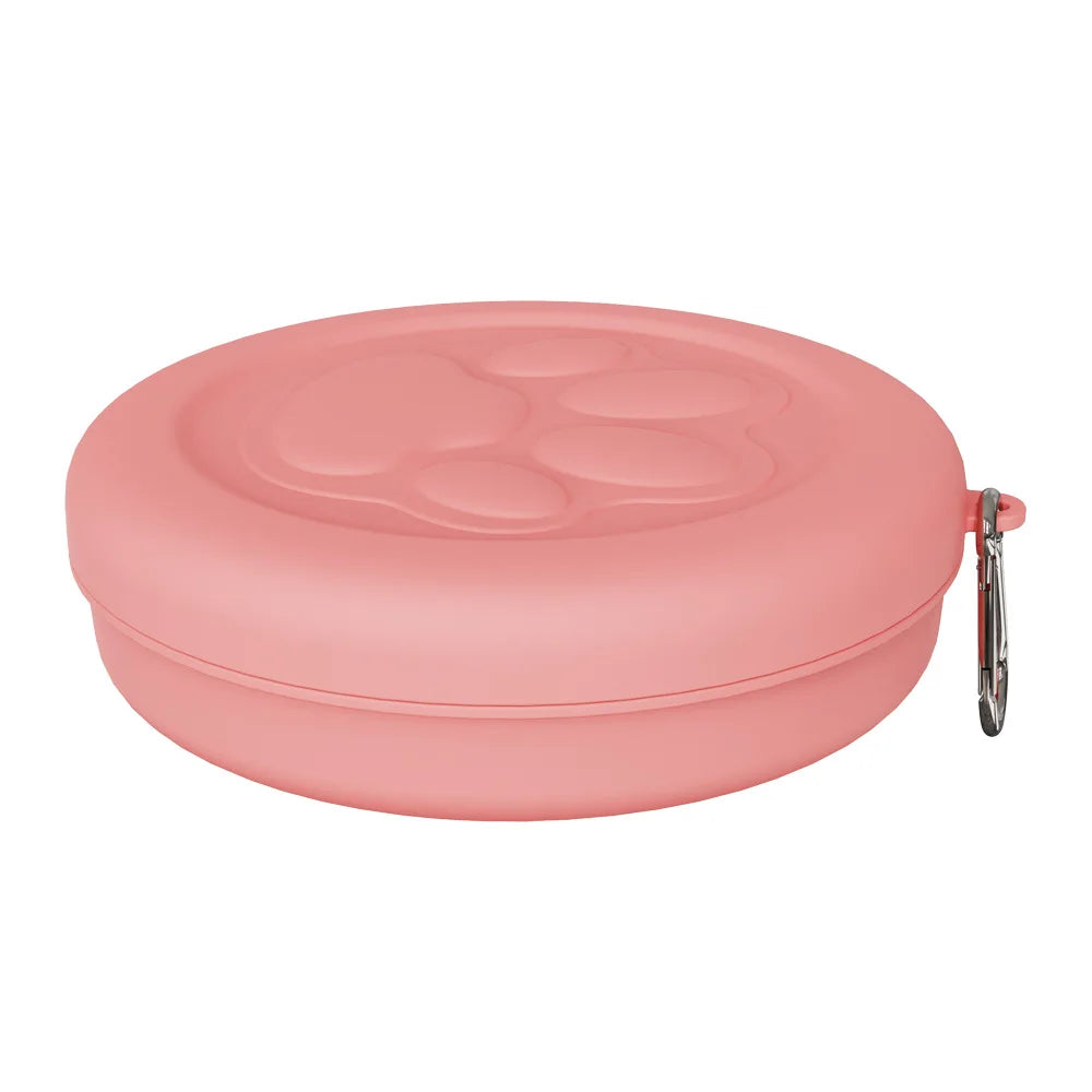 Gamelle portable pour animaux : écuelle de voyage 2-en-1 (eau et nourriture) avec compartiment à friandises, idéale pour la randonnée, le camping et les déplacements.