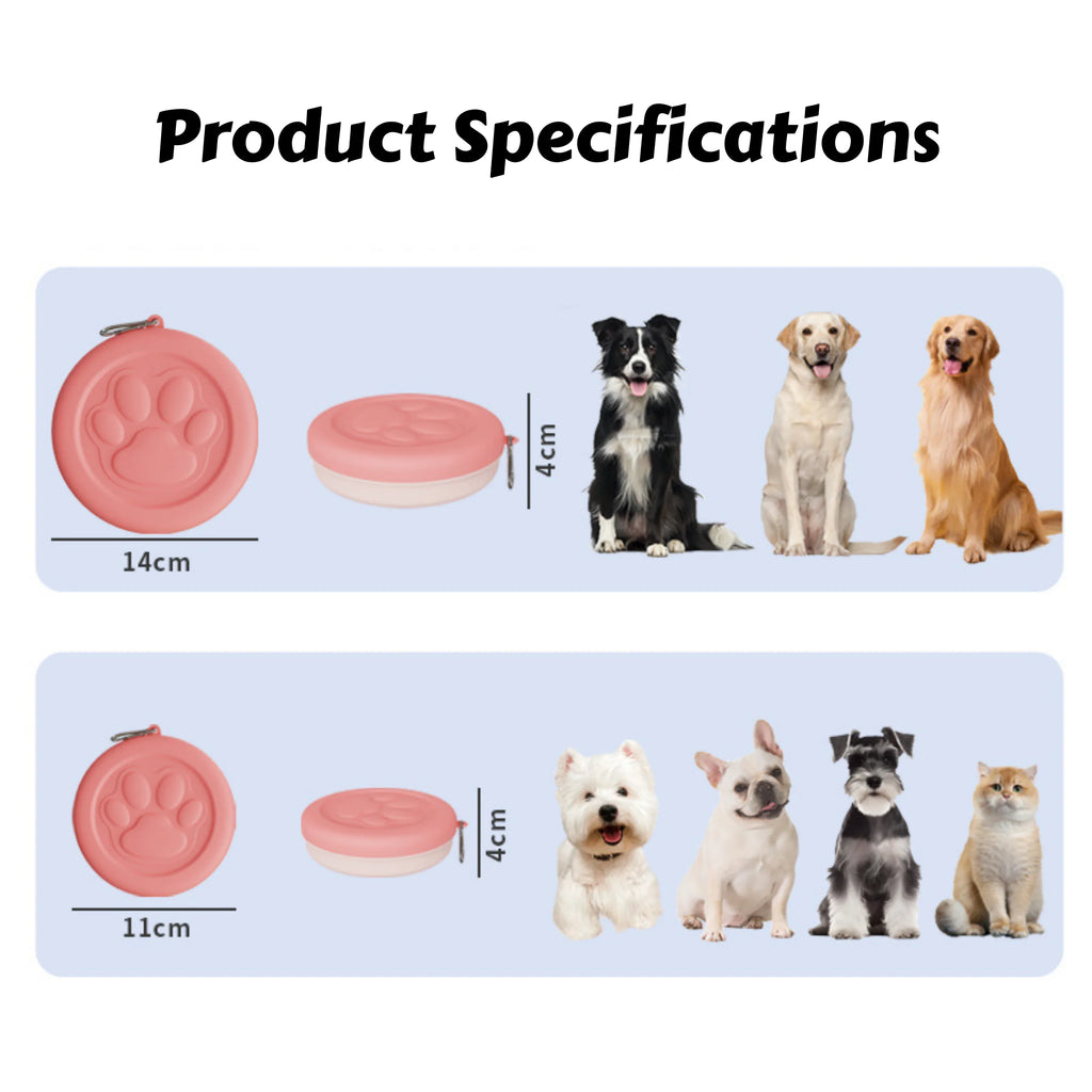 Gamelle portable pour animaux : écuelle de voyage 2-en-1 (eau et nourriture) avec compartiment à friandises, idéale pour la randonnée, le camping et les déplacements.