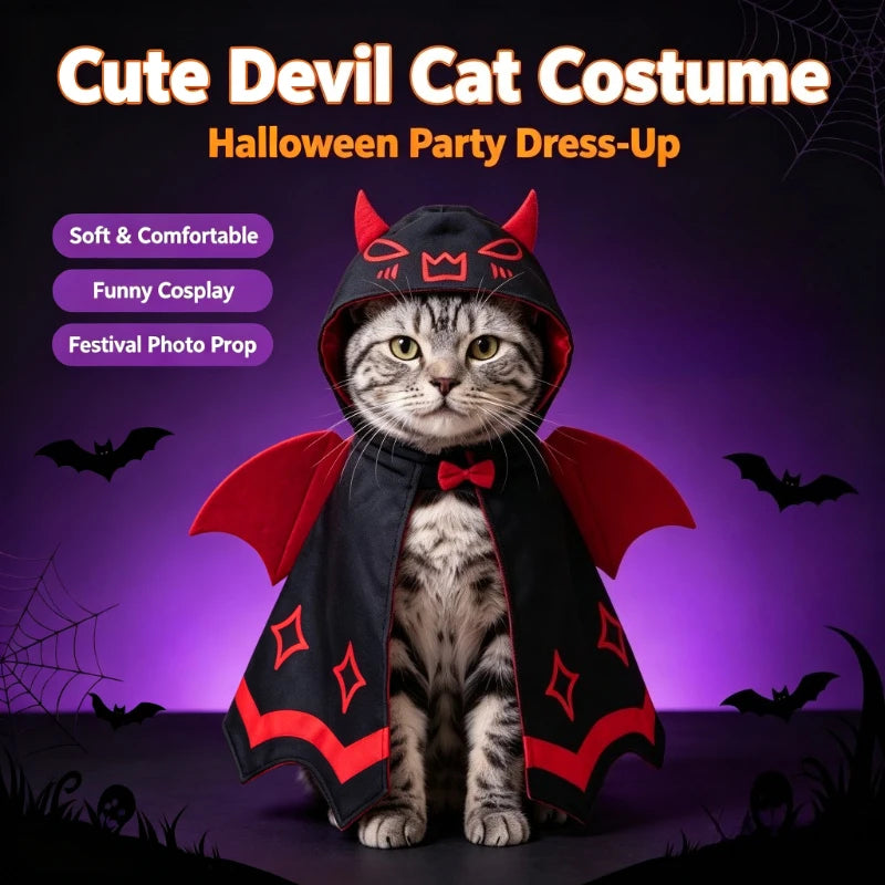 Nouvelle cape à ailes de chauve-souris pour animaux – Costume d'Halloween pour chiens et chats – Tenue de déguisement pour fêtes, vacances et cosplay