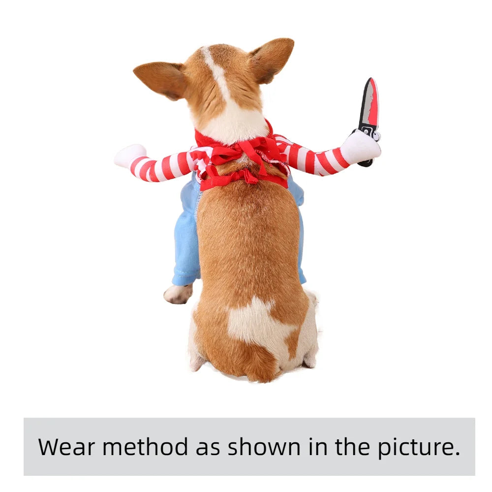 Déguisement d'Halloween amusant pour animaux (chiens et chats) – Pull pour chiot ou petit/moyen/grand chien – Tenue de cosplay pour fête ou soirée costumée