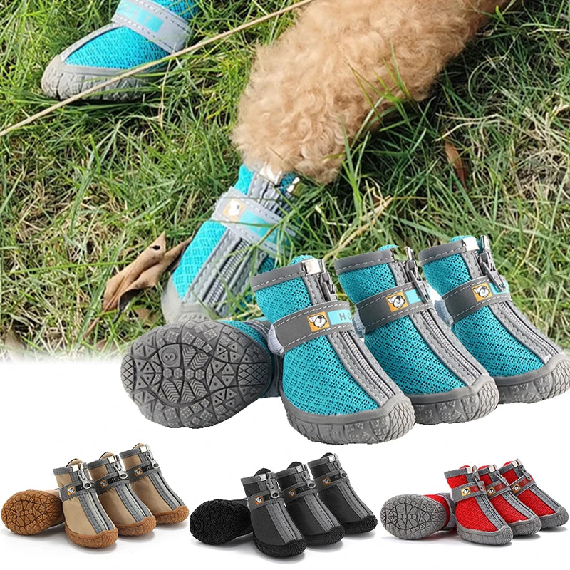 Chaussures pour chiens avec semelles antidérapantes et doublure en peluche épaisse – Protection chaude et respirante pour les pattes (adaptées à la marche et à l'extérieur)