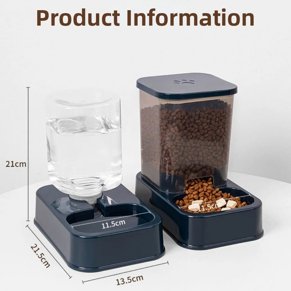 Distributeur automatique de nourriture et d'eau pour animaux (1,2 L / 1,5 L) – Grande capacité – 2 modèles – Ensemble distributeur d'eau et de nourriture pour chats et chiens – Plastique – 3 couleurs