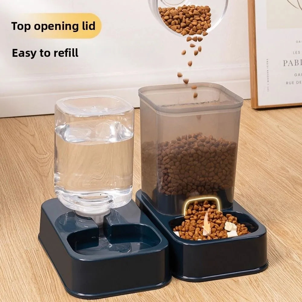 Distributeur automatique de nourriture et d'eau pour animaux (1,2 L / 1,5 L) – Grande capacité – 2 modèles – Ensemble distributeur d'eau et de nourriture pour chats et chiens – Plastique – 3 couleurs