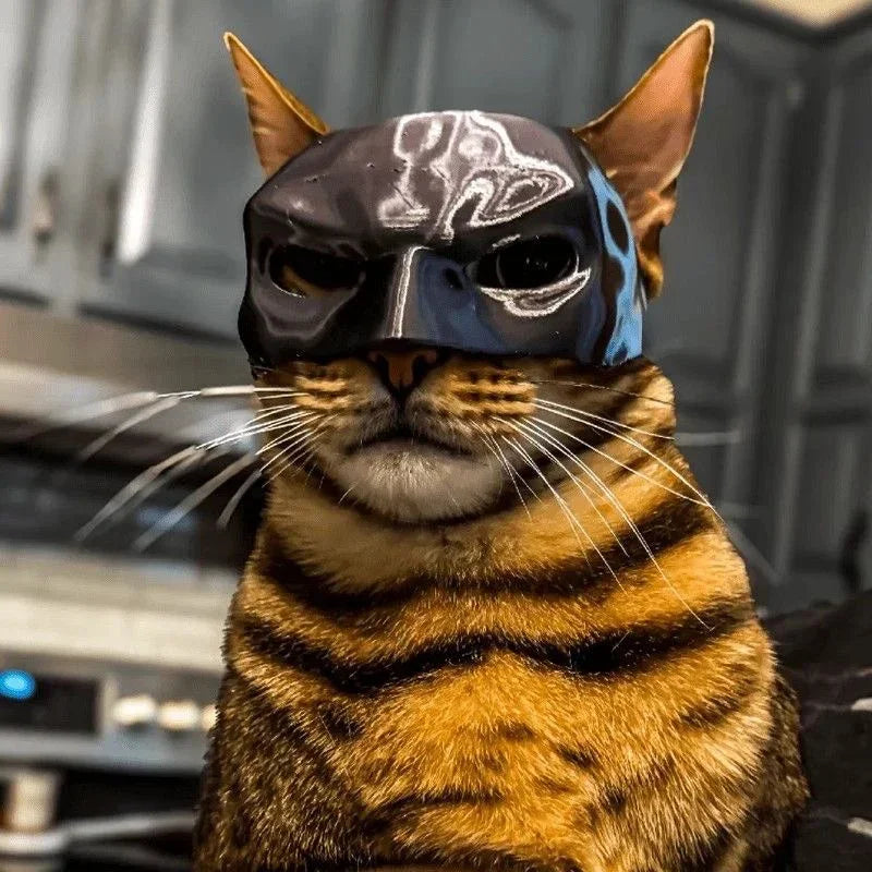 Masque de chat « Avenger » (style chauve-souris) pour Halloween – Accessoire de cosplay imprimé en 3D, jouet amusant, accessoire photo pour animaux