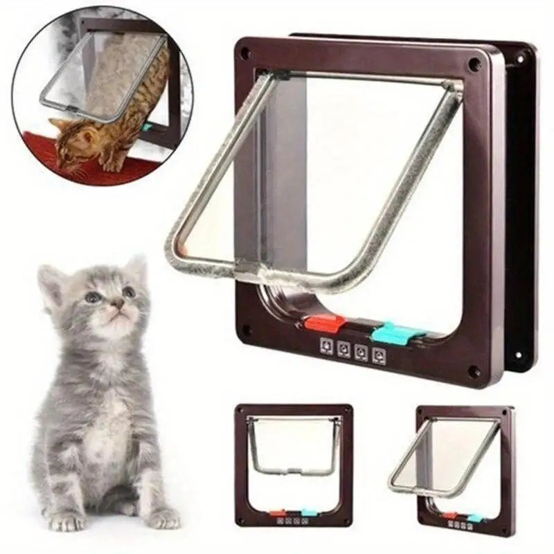 Chatière pratique pour chiens et chats avec système de contrôle des entrées et sorties ; porte bidirectionnelle sécurisée pour animaux de compagnie.