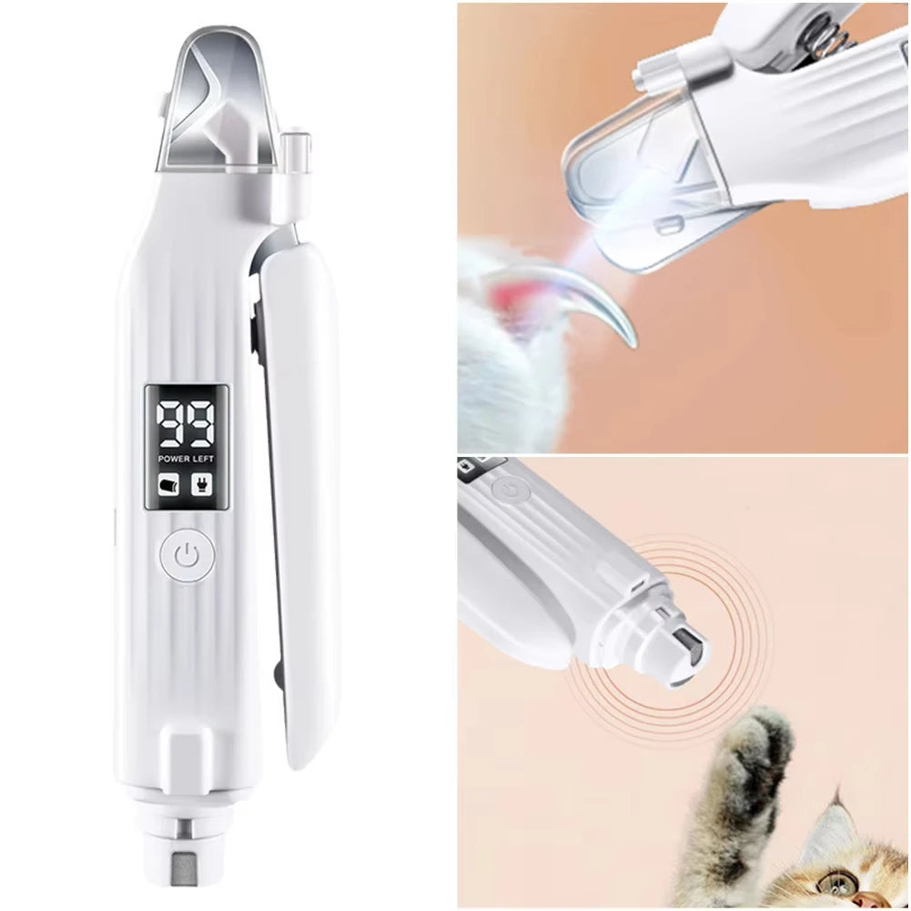 Lime et coupe-griffes électrique 2 en 1 pour animaux avec éclairage LED – Pour chiens et chats de toutes tailles (petits, moyens et grands)