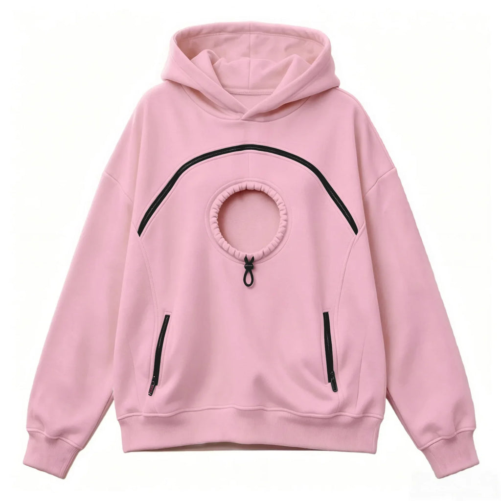 Sweat à capuche en polaire de flanelle épaisse – Tenue assortie pour vous et votre animal, vêtement d'intérieur chaud et ample doté d'une poche pour porter votre animal