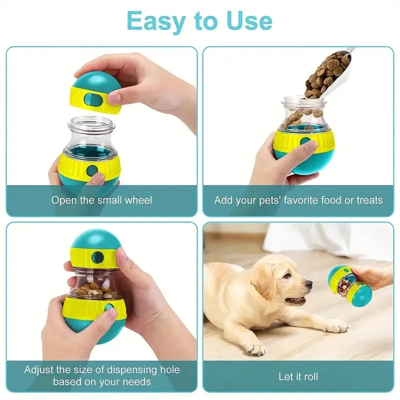 Jouet interactif distributeur de friandises pour chiens – Compatible avec tous les types de gamelles anti-glouton – Jouet en plastique pour animaux – Pour allier plaisir et alimentation saine