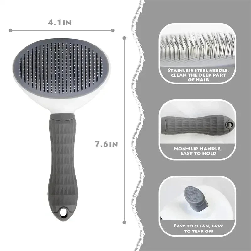 Brosse autonettoyante pour chiens et chats – Accessoire de toilettage et peigne démêlant pour éliminer les poils
