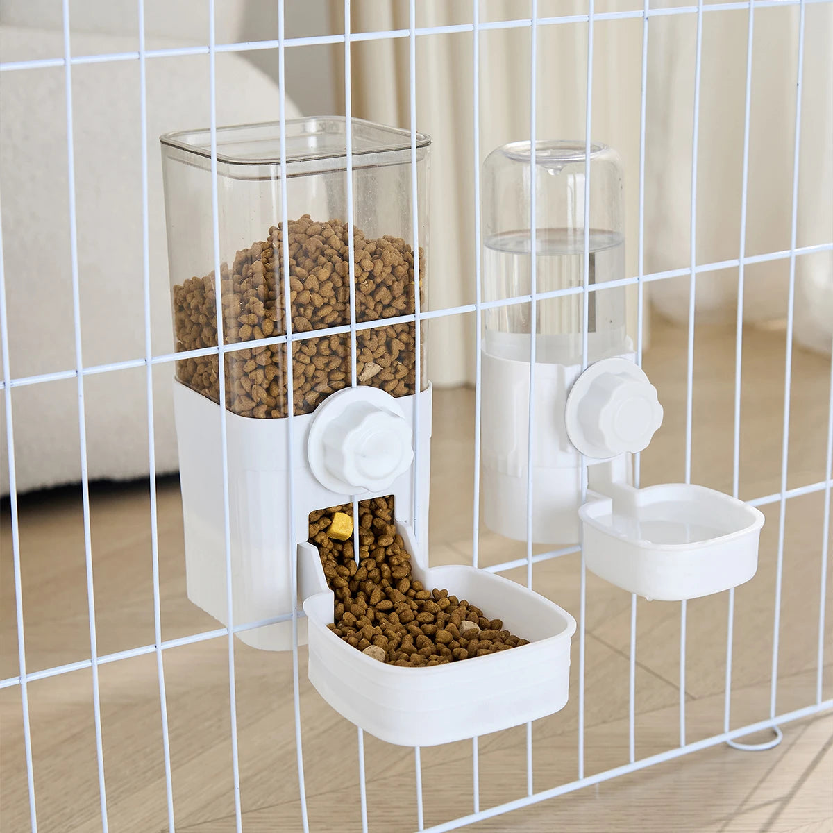 Distributeur automatique d'eau et de nourriture pour animaux (chiens, chats) – Gamelle suspendue à la cage, adaptée aux petits chiots, chats et lapins.