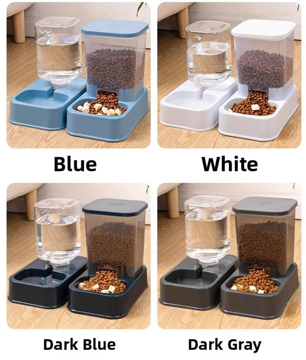 Distributeur automatique de nourriture et d'eau pour animaux (1,2 L / 1,5 L) – Grande capacité – 2 modèles – Ensemble distributeur d'eau et de nourriture pour chats et chiens – Plastique – 3 couleurs