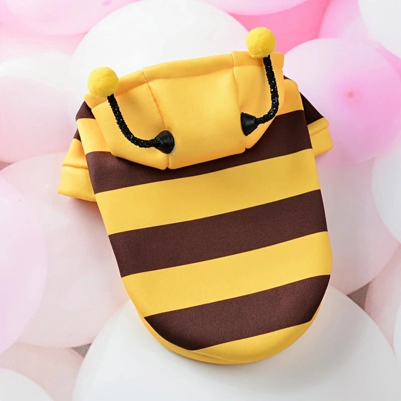 Costume d'Halloween pour animaux (chiens et chats) : sweat à capuche motif abeille – Tenue d'hiver pour petits et moyens animaux