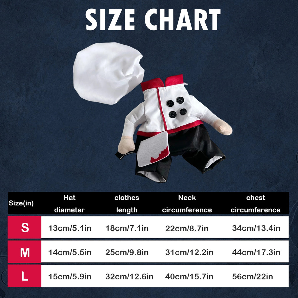 Costume de chef pour chien – Tenue de cosplay amusante avec toque – Déguisement mignon pour chiot, fête, vacances ou festival – Accessoire photo