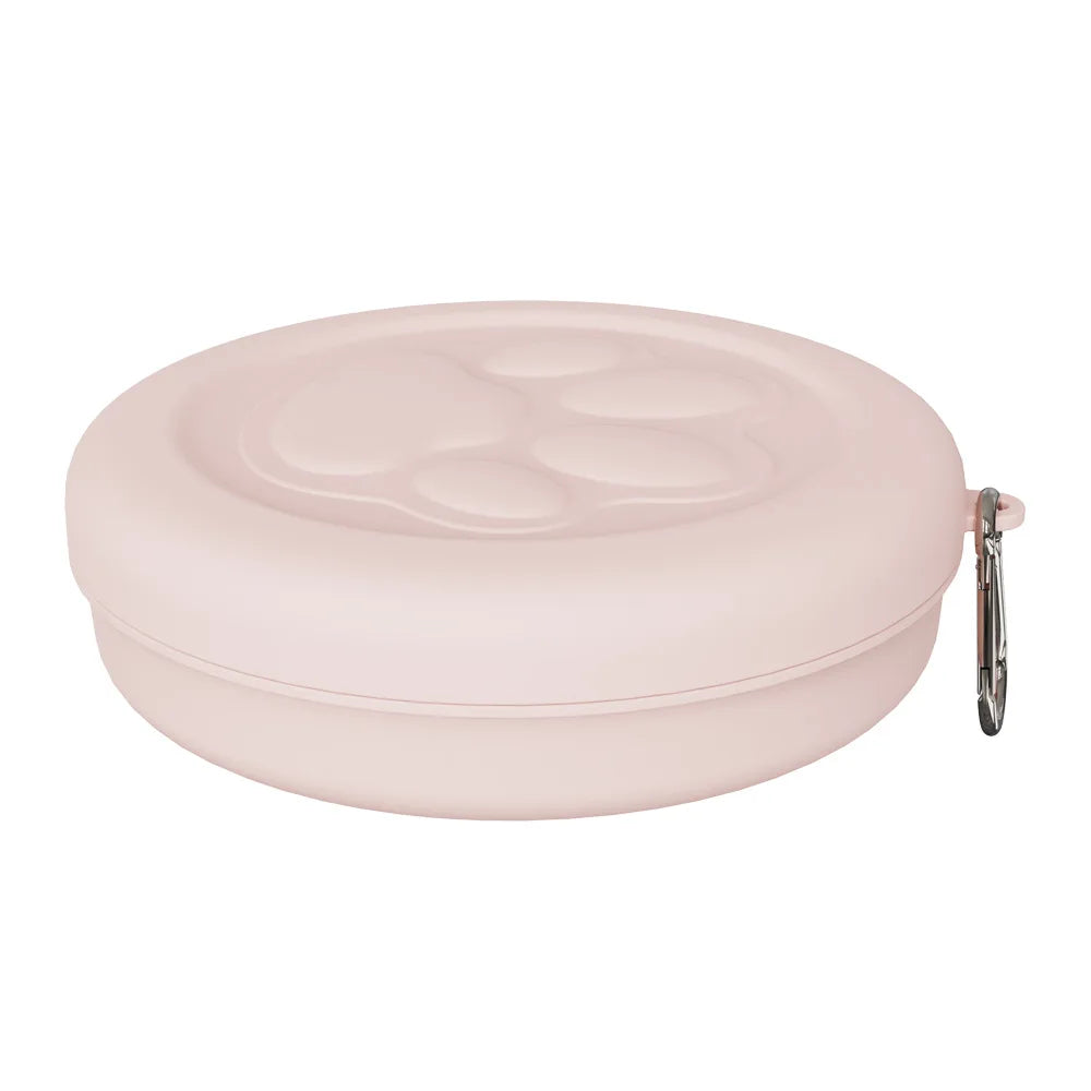 Gamelle portable pour animaux : écuelle de voyage 2-en-1 (eau et nourriture) avec compartiment à friandises, idéale pour la randonnée, le camping et les déplacements.