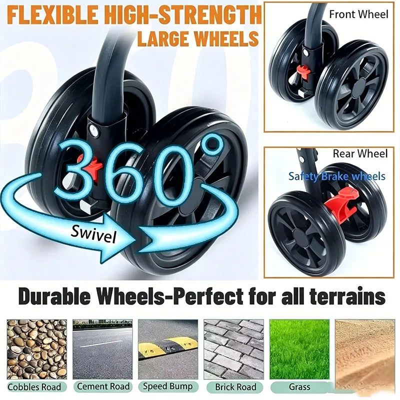 Poussette pour animaux 3 en 1, légère et pliable, spécialement conçue pour les promenades en extérieur avec chiens (petits et moyens) ou chats.