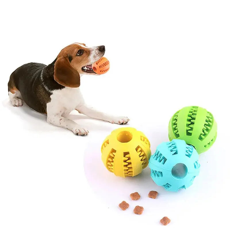 Balle-jouet pour chien, résistante aux morsures et non toxique (pour chiens, chiots et chats) ; balle distributrice de friandises et jouet à mâcher pour le nettoyage des dents .