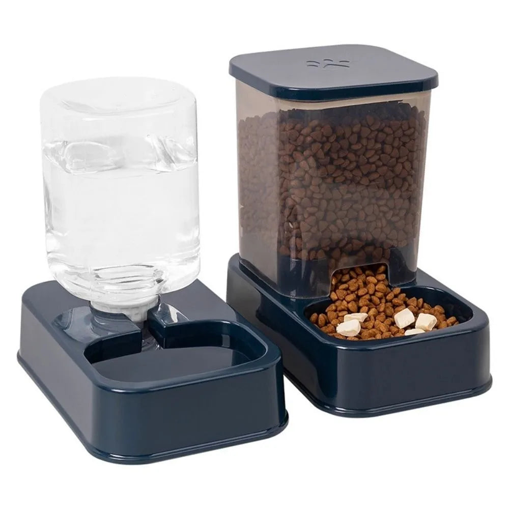 Distributeur automatique de nourriture et d'eau pour animaux (1,2 L / 1,5 L) – Grande capacité – 2 modèles – Ensemble distributeur d'eau et de nourriture pour chats et chiens – Plastique – 3 couleurs