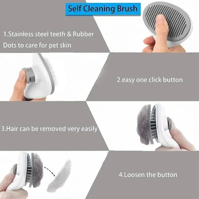 Brosse autonettoyante pour chiens et chats – Accessoire de toilettage et peigne démêlant pour éliminer les poils