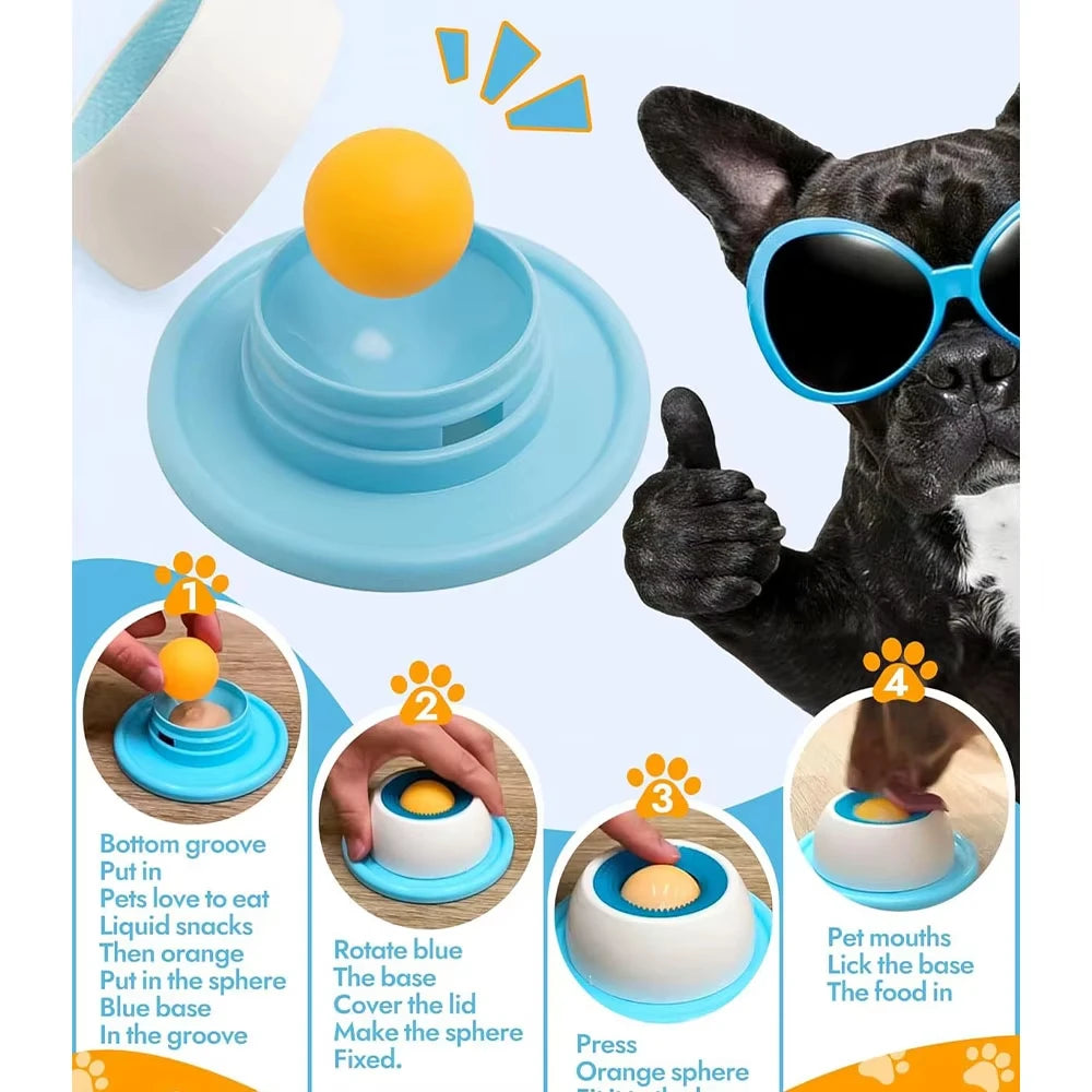 Bol à lécher pour chiens et chats, jouet distributeur de nourriture à léchage lent, bol antidérapant, jouet éducatif ; incite les chiens et les chats à lécher.