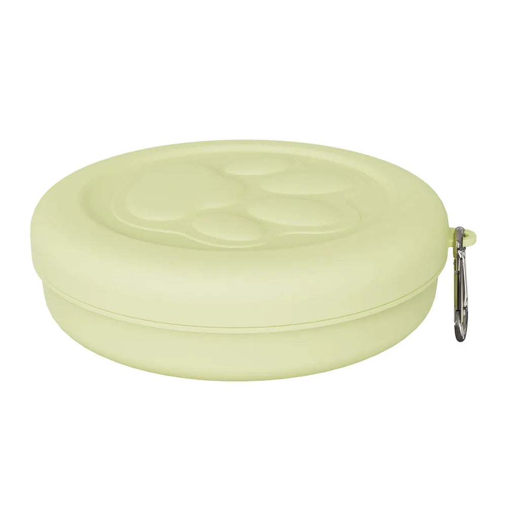 Gamelle portable pour animaux : écuelle de voyage 2-en-1 (eau et nourriture) avec compartiment à friandises, idéale pour la randonnée, le camping et les déplacements.