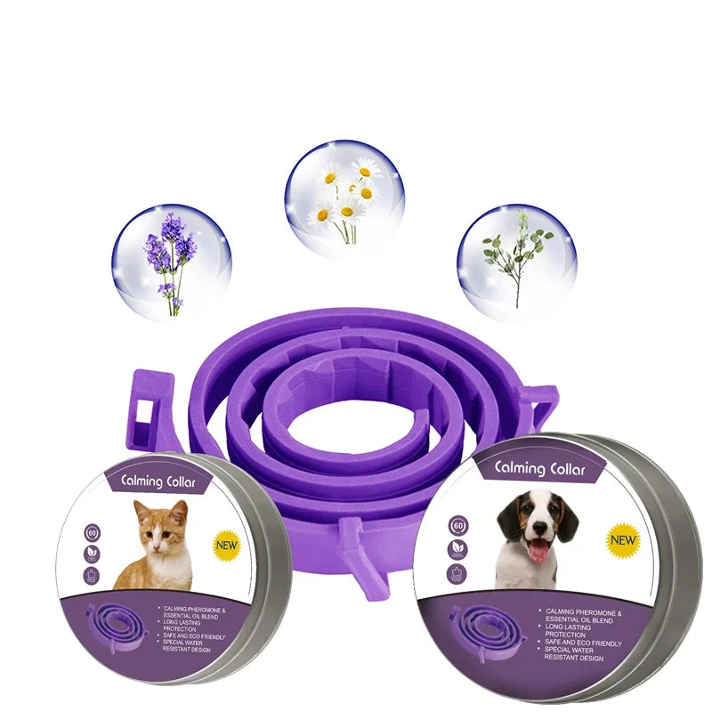 Collier apaisant aux phéromones pour chiens et chats – Réduit l'anxiété – Réglable, naturel et longue durée – Effet relaxant et apaisant